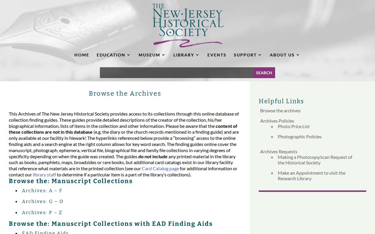 Newark city directory research route through New Jersey Historical Society finding guides