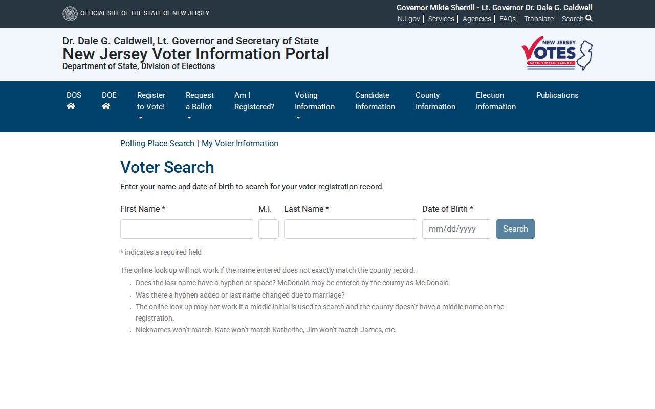 Newark residents directory New Jersey voter registration status search