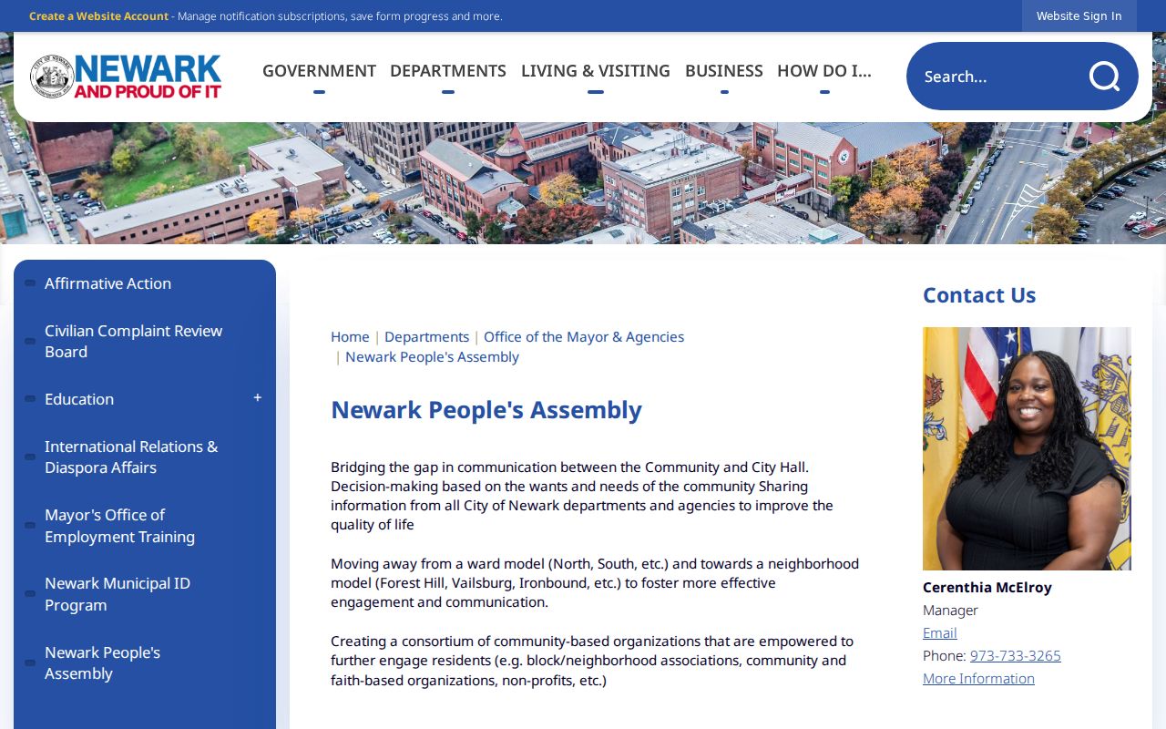 Newark neighbors civic participation page for ward and neighborhood engagement