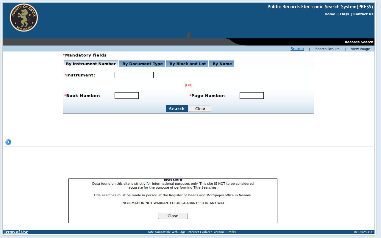 Newark street directory Essex Register PRESS search options