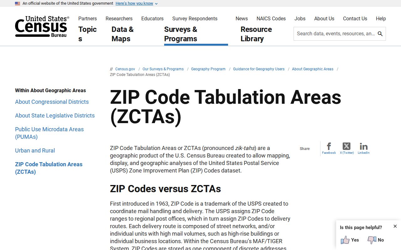 Newark ZIP code geography guidance explaining Census ZCTAs and USPS delivery ZIPs